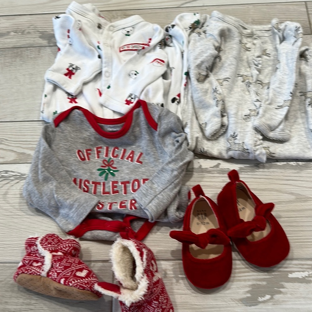 6 months baby girl sleepers, booties, shoes